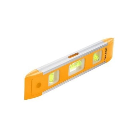 Tolsen Mini Spirit Level Industrial 9 Length, Durable Aluminum & Plastic Construction with 3 Bubbles 35059